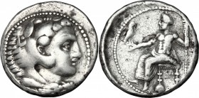 Continental Greece. Kings of Macedon. Alexander III "the Great" (336-323 BC). AR Tetradrachm. D/ Head of Herakles right, wearing lion's skin. R/ Zeus ...