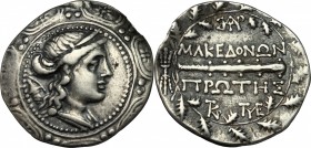 Continental Greece. Macedon. Roman Rule. AR Tetradrachm, after 168 BC. D/ Head of Artemis right, over shoulder, quiver; all in the center of Macedonia...
