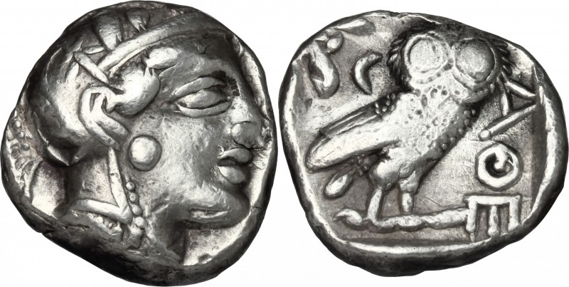 Continental Greece. Attica, Athens. AR Tetradrachm, 479-393 BC. D/ Head of Athen...