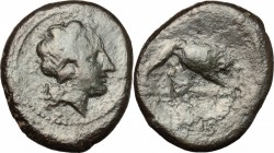 Continental Greece. Argolis, Argos. AE Dichalkon, 2nd-1st century BC. D/ Head of Apollo right, laureate. R/ Wolf right. BMC 128-130. AE. g. 7.72 mm. 2...