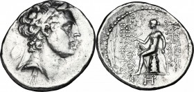 Greek Asia. Syria, Seleucid Kings. Antiochos IV Theos Epiphanes (175-164 BC). AR Tetradrachm, Ake-Ptolemais mint. D/ Head right, diademed. R/ Apollo s...
