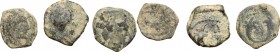 Greek Asia. Nabatea. Syllaeus (9 BC-40 AD). Lot of 3 AE, Petra mint. D/ Diademed head of Obodas III right. R/ Crossed cornucopiae. Meshorer (Nabatean ...