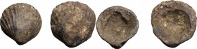 Aes Premonetale. Lot of 2 AE Cockle-shell, 5th-4th centuries BC.
 22.26 g. 10 g. Cf. G. Fallani, Numismatics witness to history, IANP Publication 8, ...