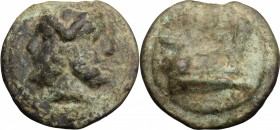Janus/prow to right libral series. AE Cast As, c. 225-217 BC. D/ Laureate head of Janus. R/ Prow right; above, I. Cr. 35/1; Vecchi ICC 75. HN Italy 33...