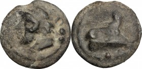 Janus/prow to right libral series. AE Cast Quadrans, c. 225-217 BC. D/ Head of Hercules left; behind, three pellets. R/ Prow right; below, three pelle...