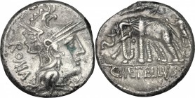 C. Caecilius Metellus Caprarius. AR Denarius, 125 BC. D/ Head of Roma right, helmeted. R/ Jupiter in biga of elephants left, crowned by flying Victory...