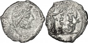 T. Cloelius. AR Quinarius, 98 BC. D/ Head of Jupiter right, laureate. R/ Victory right, crowning trophy; before trophy, captive; beside, carnyx. Cr. 3...