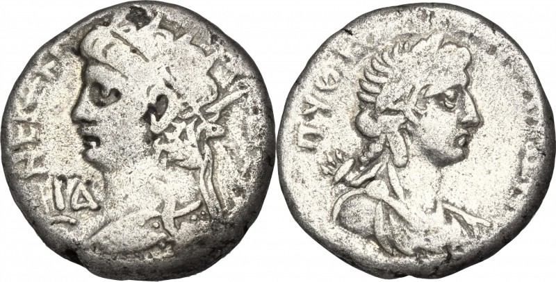 Nero (54-68). BI Tetradrachm, Alexandria mint. Dated year 14 (67-68 AD). D/ Radi...