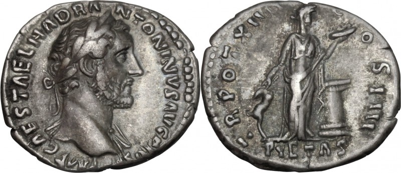 Antoninus Pius (138-161). AR Denarius, 150-151. D/ Bust right, laureate, draped ...