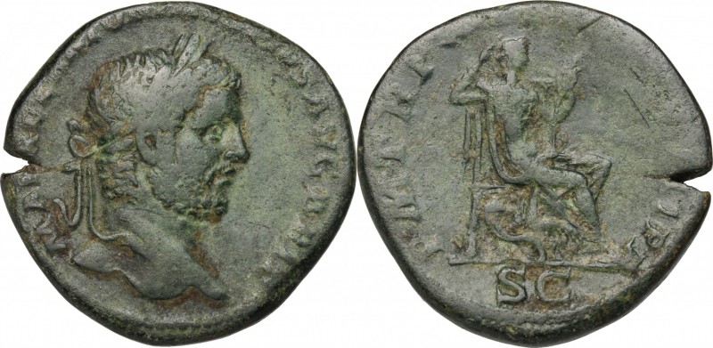 Caracalla (198-217). AE Sestertius, 211 AD. D/ Head right, laureate. R/ Securita...