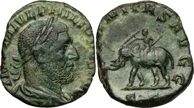 Philip I (244-249). AE Sestertius. D/ Bust right, laureate, draped, cuirassed. R...