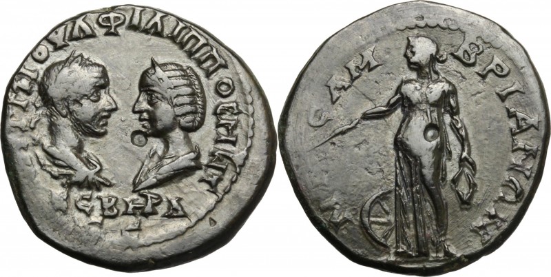 Philip I and Otacilia Severa (244-249). AE 26 mm, Mesembria mint (Thrace). D/ La...