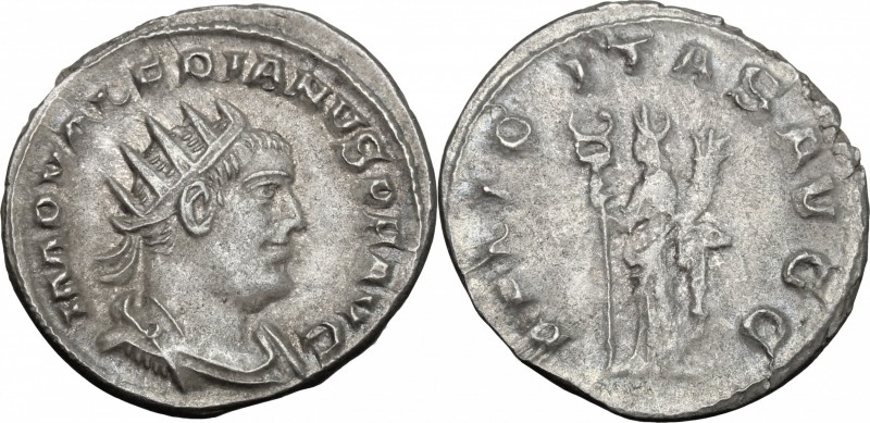 Valerian I (253-260). AR Antoninianus, Antioch mint, 257-259. D/ Bust right, rad...