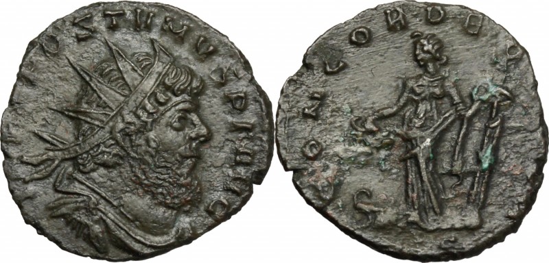 Postumus (259-268). AE Antoninianus. Struck under Aureolus, 268 AD. Mediolanum (...