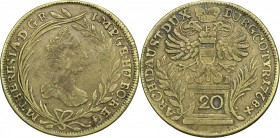 Austria. Maria Theresia (1740-1780). Brass 20 Keruzer 1768, Vienna mint. Eypeltauer 207. Brass. g. 5.97 mm. 28.00 VF/About VF.