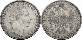 Austria. Franz Joseph (1848-1916). AR Florin 1861 A, Vienna mint. Herinek 526. AR. g. 12.32 mm. 29.00 Toned. VF.