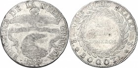 Colombia. AR 8 Reales, 1839 Bogota. KM 98. AR. g. 23.20 mm. 37.00 About VF.