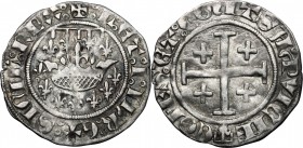 France. Louis I and Jeanne of Naples (1348-1362). BI Demi-gros, Provence. BI. g. 1.57 mm. 22.00 RR. About EF.