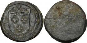 France. Charles VIII (1483-1498). AE Coin weight, South Italy. AE. g. 3.28 mm. 16.00 VF.