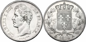 France. Charles X (1824-1830). AR 5 Francs, 1828 A, Paris mint. Gad. 644. AR. g. 25.01 mm. 37.00 EF.