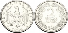 Germany. Weimar Republic. AR 2 Reichsmark 1926 A. KM 45. AR. mm. 28.00 EF.