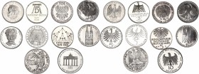 Germany. Federal Republic. Lot of 10 coins: AR 10 Mark 1987 (KM 166), 1991 (KM 177), AR 5 Mark 1970 (KM 127), 1971 (KM 129), 1974 (KM 138), 1975 (KM 1...