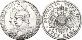Germany. Prussia. Wilhelm II (1888-1918). AR 5 Mark, 1901 A, Berlin mint. KM 526. AR. g. 27.77 mm. 38.00 Near UNC. For the 200th anniversary of the Ki...