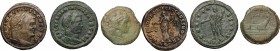 The Roman Republic and Empire. Multiple lot of 3 AE denominations; including: Quadrans, Maximinus II Daia and Constantius I Chlorus. AE. Good VF:VF:F.