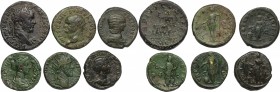 The Roman Empire. Multiple lot of 6 AE denominations; including: Vespasian, Antoninus Pius, Geta, Julia Domna, Julia Maesa and Crispina. AE. VF.
