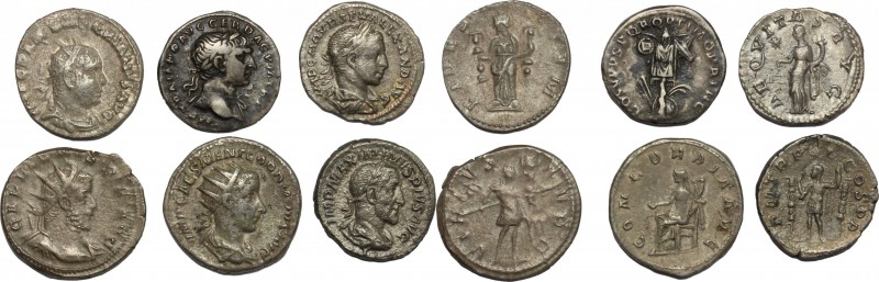 The Roman Empire. Multiple lot of 6 AR denominations; including: Trajan, Gallien...