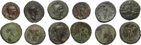 The Roman Empire. Multiple lot of 6 AE denominations; including: Antoninus Pius, Domitian, Severus Alexander, Philip II, Marcus Aurelius, Trajan Deciu...