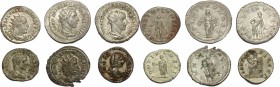 The Roman Empire. Multiple lot of 6 AR denominations; including: Julia Domna, Geta, Trebonianus Gallus, Gordian III, Philip I and Valerian. AR. VF:Abo...