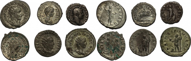 The Roman Empire. Multiple lot of 6 AR denominations; including: Philip II, Gord...