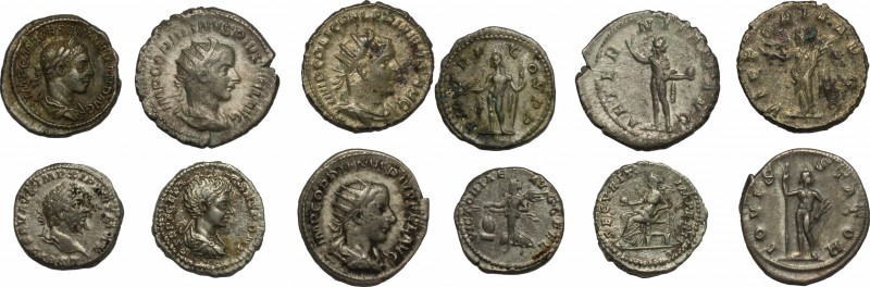 The Roman Empire. Multiple lot of 6 AR denominations; including: Trebonianus Gal...