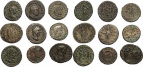 The Roman Empire. Multiple lot of 3 BI Antoniniani and 6 AE denominations; including: Maximianus, Salonina, Aurelian, Elagabal, Trajan Decius, Constan...
