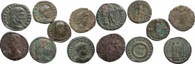 The Roman Empire. Multiple lot of 7 AE denominations; including: Gratian, Constantine I, Constantius II, Constans I and Valens. AE. VF:About VF:Good F...