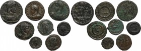 The Roman Empire. Multiple lot of 8 AE denominations; including: Crispus, Constantius II, Constans I, Constantine I, Arcadius and Theodosius I. AE. VF...