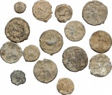 Lot of fifteen lead tesserae, Roman Empire. Interesting lot with different types.