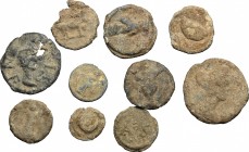 Lot of ten lead tesserae, Roman Empire. Lead. Interesting lot with different types.
