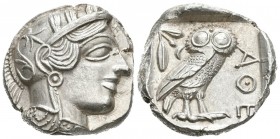 ATICA. Athenas. Tetradracma. 454-404 a.C. (Ar. 17.21g). (Kroll 8; Dewing 1591-8; SNG Copenhagen 31). Magnífico ejemplar. EBC+.
