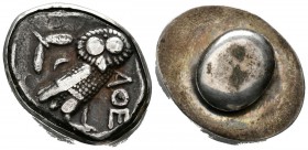 ATICA. Atenas. Tetradracma (Ar. 23,45g/24mm). 454-404 a.C. (Kroll 8; HGC 4, 1597). MBC-. Utilizada a modo de adorno.