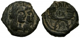 REINO NABATEO, Aretas IV con Shaquilat. Ae19. (Ae. 4,47g/19mm). Petra. 9 a.C.-40 d.C. (Meshorer, Nabataea 114 var). Variante de monograma en reverso. ...