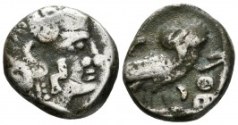 SABEOS, Arabia. Dracma (Ar. 4,85g/15mm). Siglo III-II a.C. (Sear 6112; HGC 721). Creciente bajo la lechuza. BC+/MBC-.
