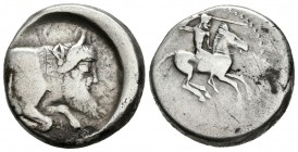 SICILIA, Gela. Didracma. (Ar. 8,38g/18mm). 490-480 a.C. (Jenkins 80; Cayón 768). MBC-.