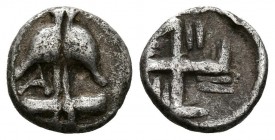 TRACIA, Apollonia Pontika. Hemióbolo. (Ar. 0,38g/7mm). 540-530 a.C. (Topalov, Apollonia 17-19). MBC. Rara.