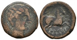 ILTIRCES (Solsona, Lleida). Semis. (Ae. 4,90g/21mm). 200-180 a.C. (FAB-1454 var). Variante: Sin espiga. BC+. Rara.