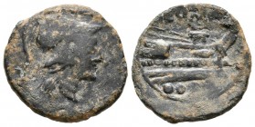 ACUÑACIONES ANONIMAS. Triens. (Ae. 2,56g/18mm). 211 a.C. Roma. (Crawford 56/4; Sydenham 143b). Peso más bajo de lo normal. BC/MBC-.