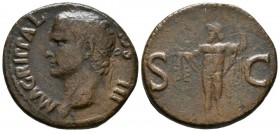 AGRIPPA. As. (Ae. 9,70g/28mm). 12 a.C. (acuñada a nombre de Calígula) Roma. (RIC 58; Cohen 3). MBC.
