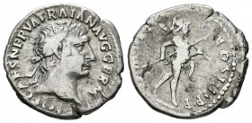 TRAJANO. Denario. (Ar. 2,86g/19mm). 101-102 d.C. Roma. (RIC 52; Cohen 228). MBC-.