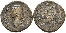 FAUSTINA I. Sestercio. (Ae. 26,70g/32mm). 140-141 d.C. Roma. (RIC 1103a). MBC-. Rayas.